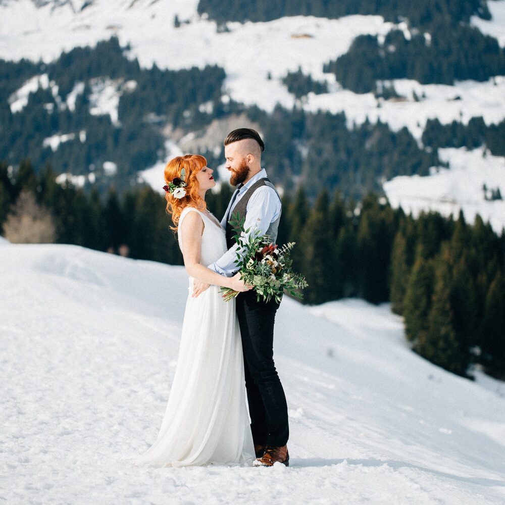Un mariage hipster dans la neige de Haute-Savoie