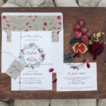 Faire-part de mariage vintage et bordeaux