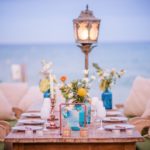 Décoration de table de mariage sur la plage