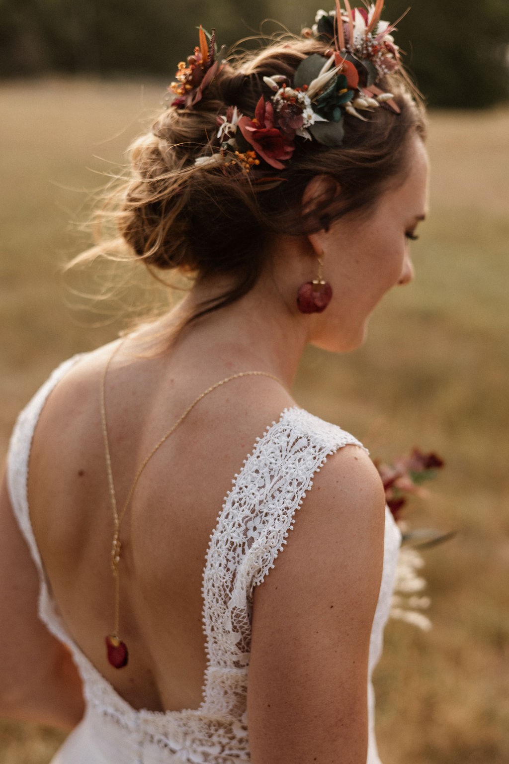 couronne de fleurs séchées mariage terracotta