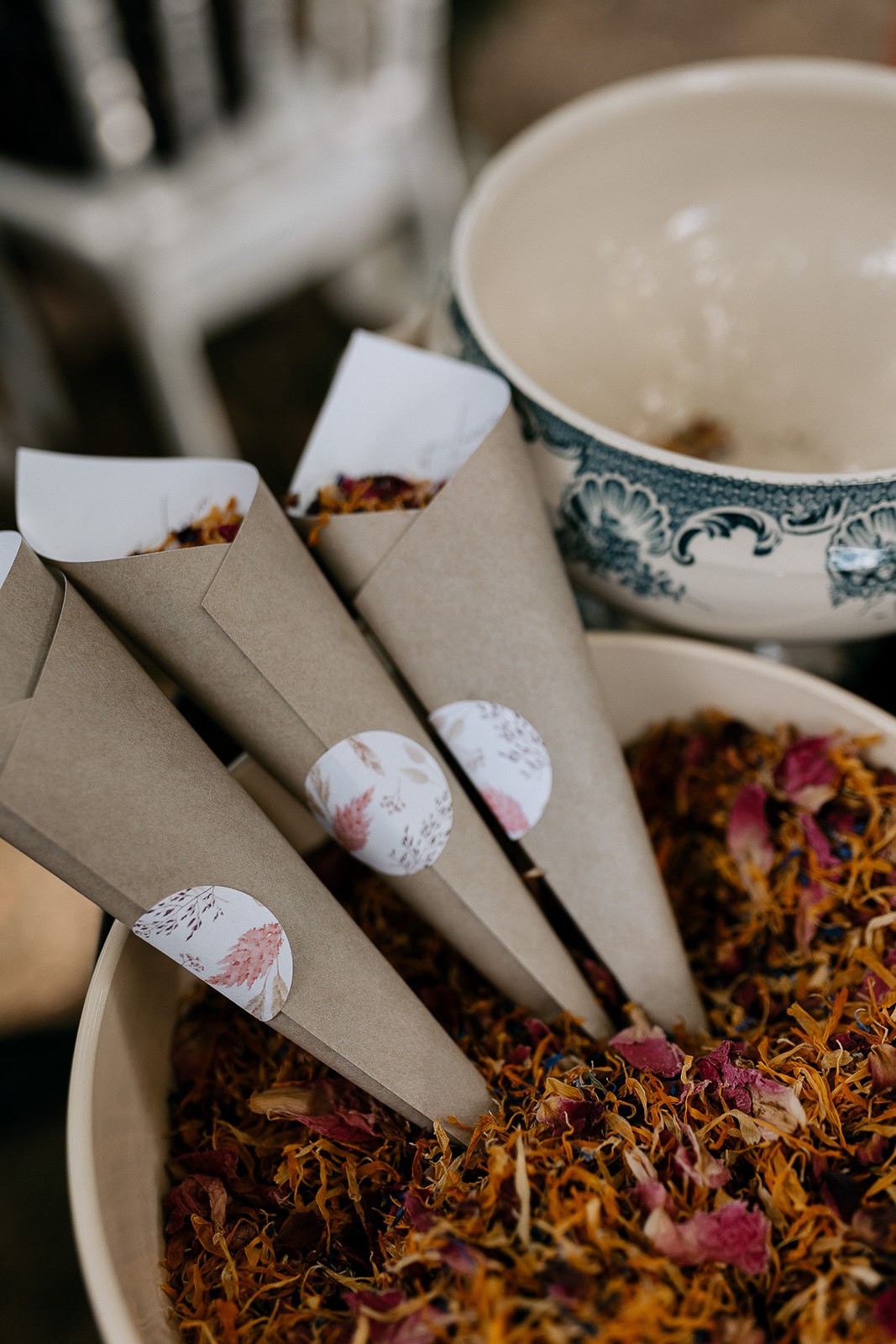 cornet de fleurs séchées pour un mariage