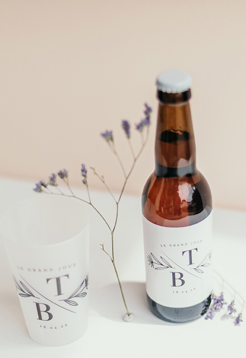 Bière et gobelet personnalisés pour un mariage