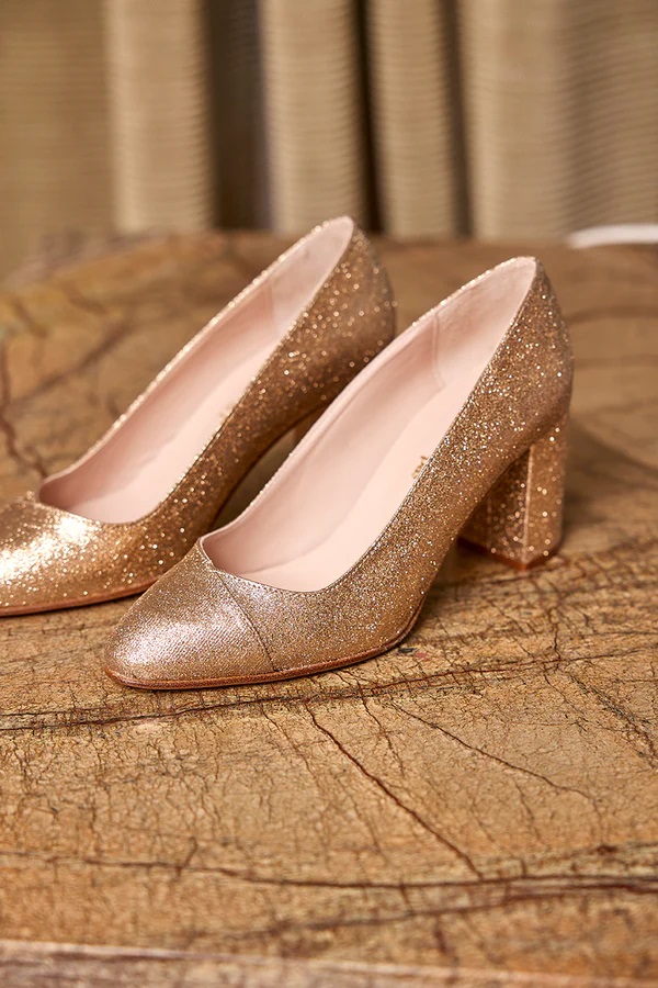 Chaussures de mariée à paillettes dorées - Jeanne par Un Si Beau Pas