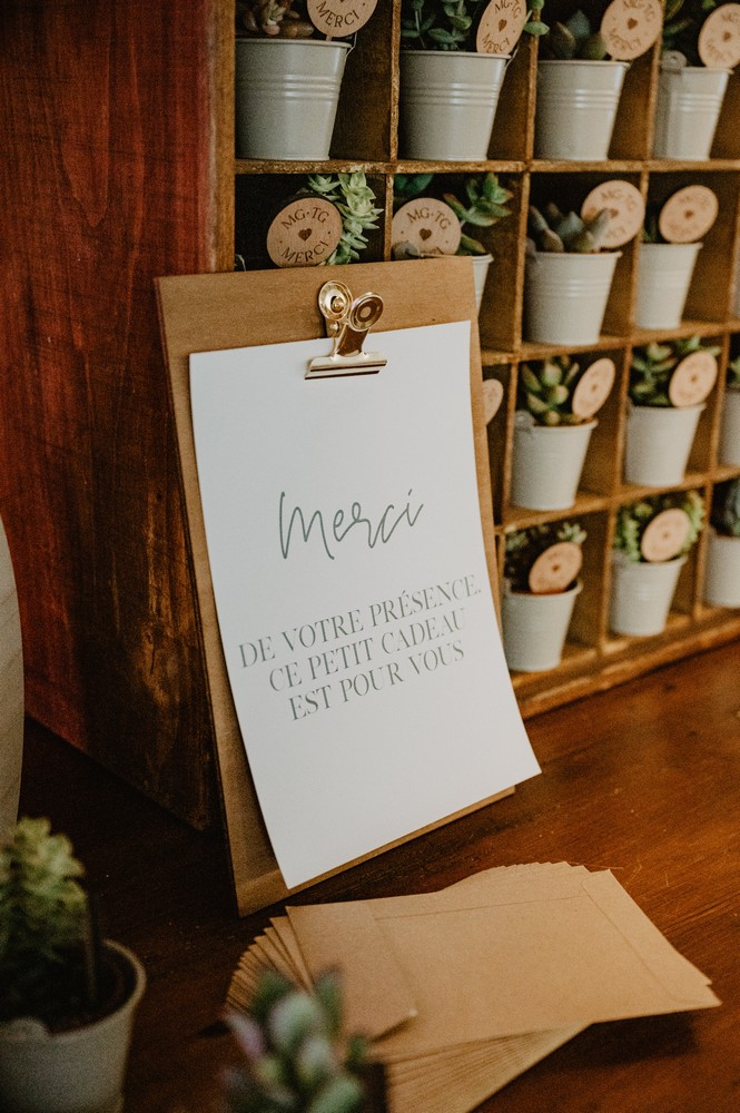 signalétique cadeaux d'invités de mariage