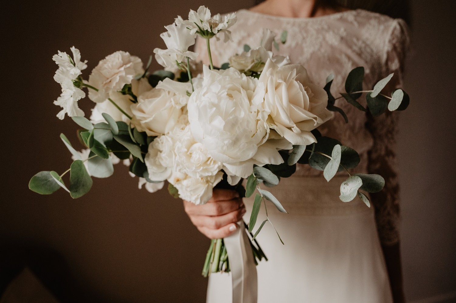 bouquet de mariée blanc et vert