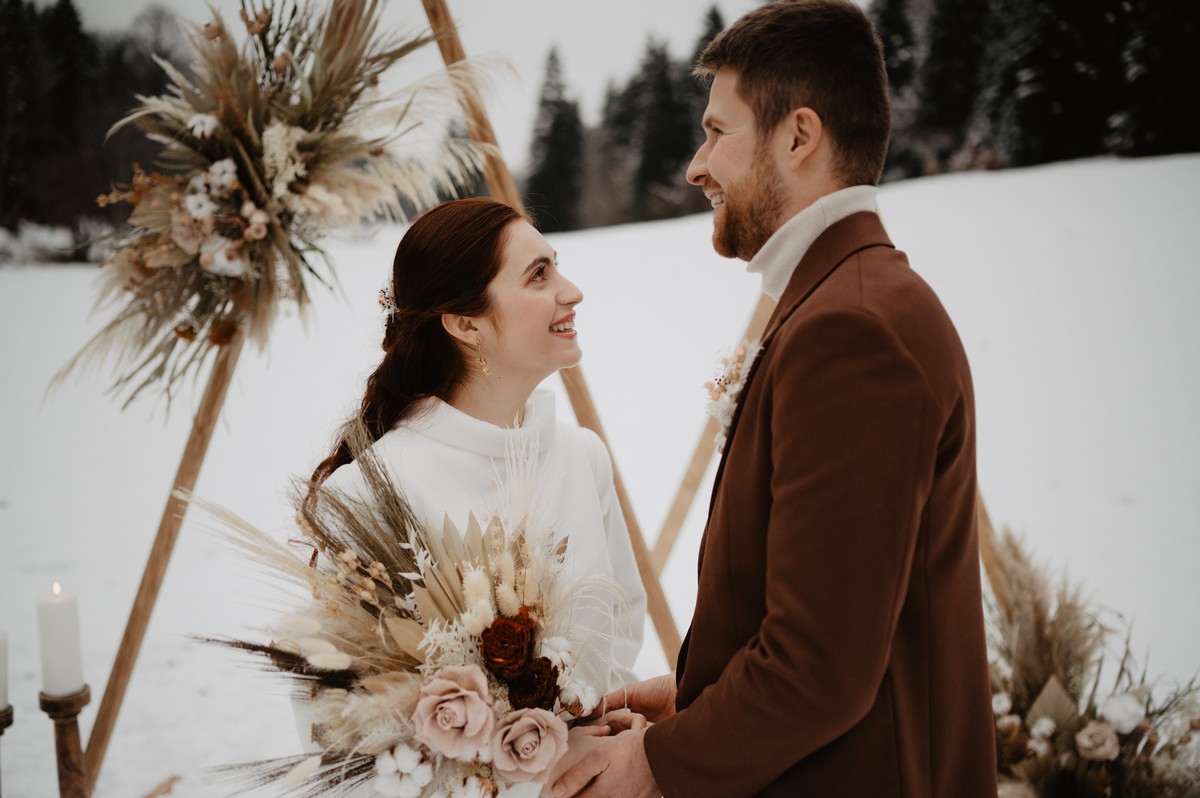 mariage boho-romantique dans la neige