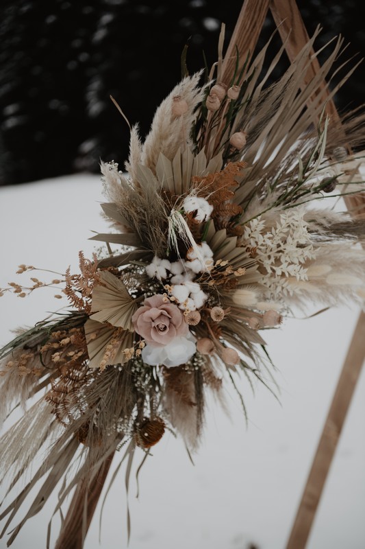 mariage boho-romantique dans la neige