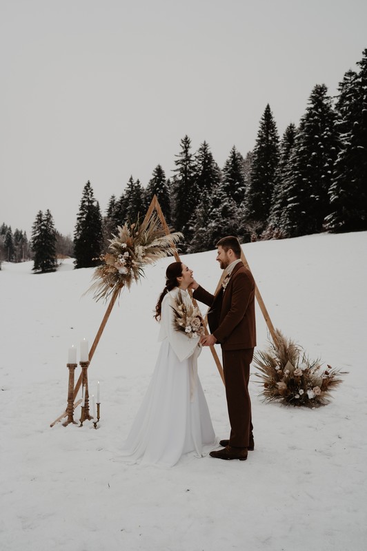 mariage boho-romantique dans la neige
