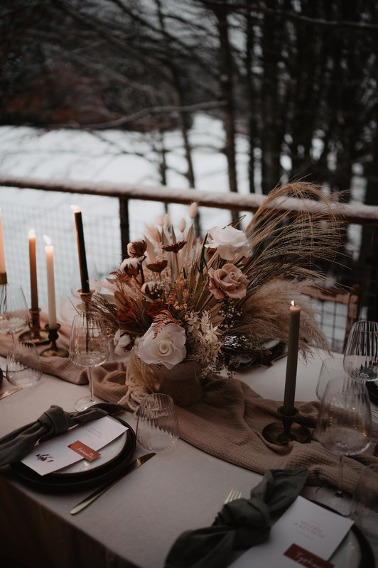 mariage boho-romantique dans la neige