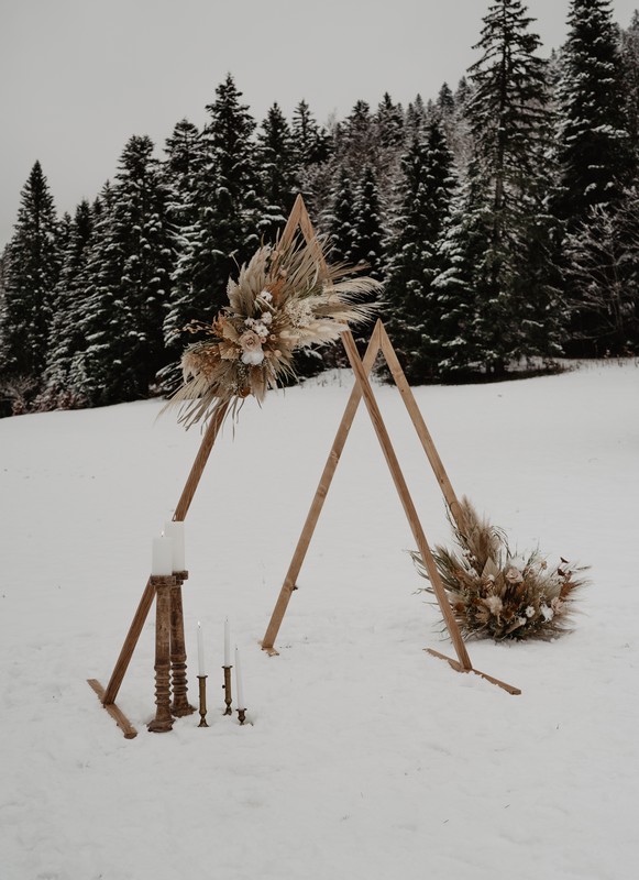 mariage boho-romantique dans la neige