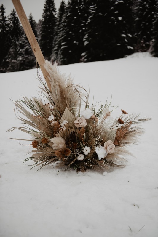 mariage boho-romantique dans la neige