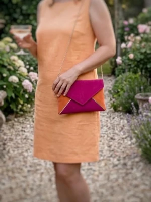 pochette-invitée-de-mariage-orange-rose-fuchsia