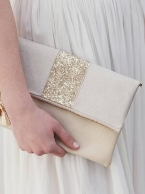 pochette de mariée champagne