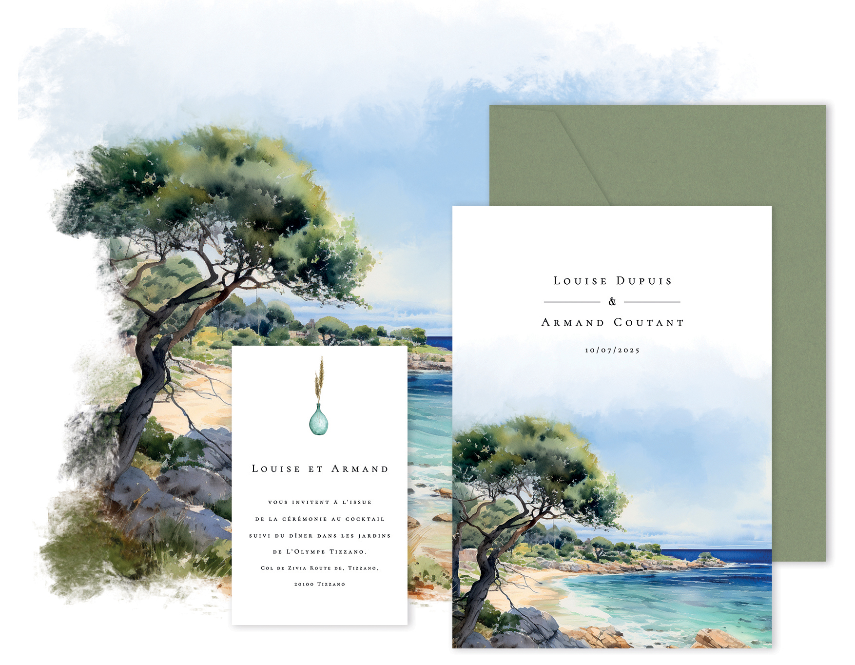 faire part de mariage aquarelle plage - art du papier faire part de mariage aquarelle plage - art du papier