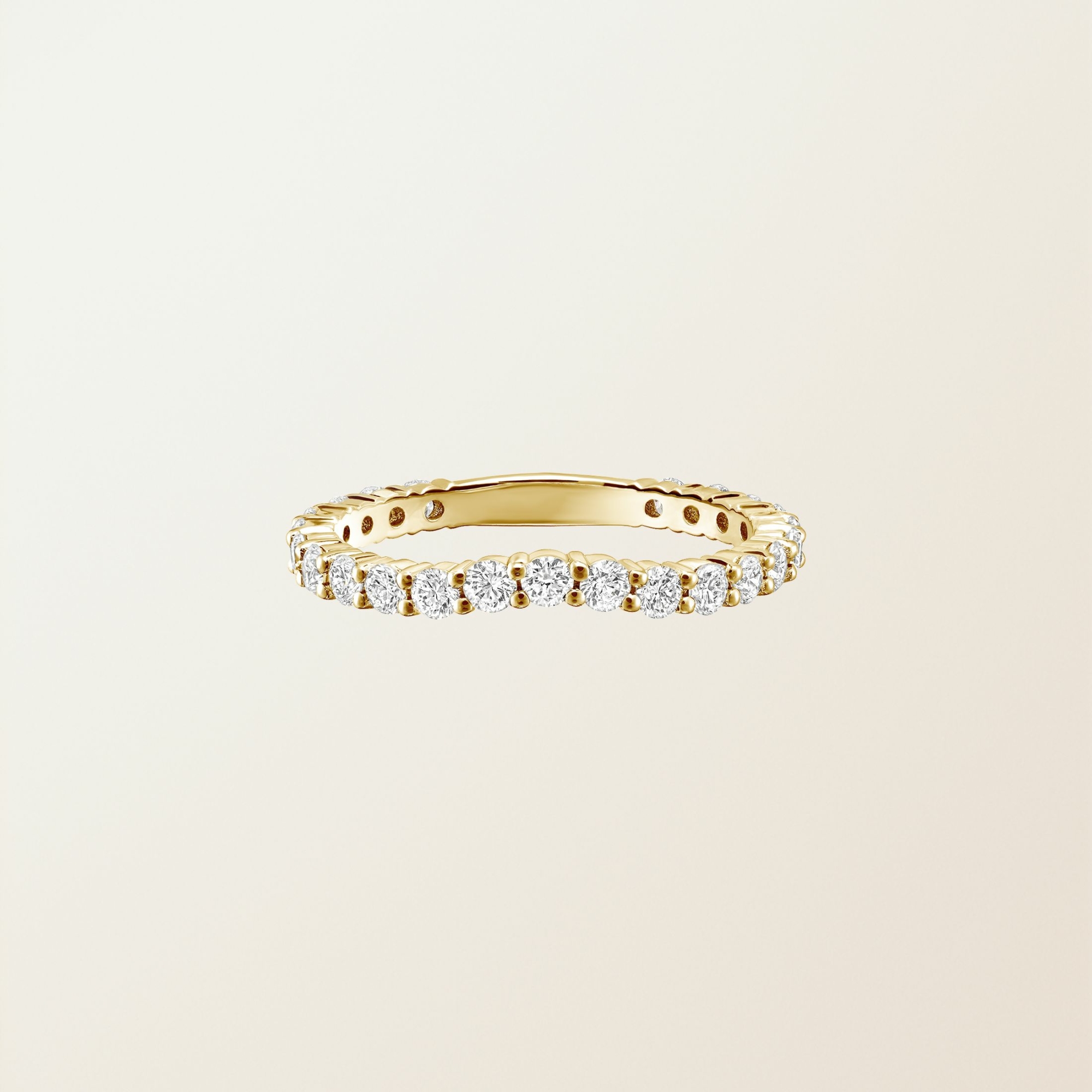 Alliance Pénélope Courbée or jaune et diamants, Gemmyo